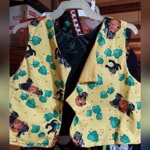 🎃 Kids Handmade Halloween Vest Cute Cats & Pumpkins Size Kids M